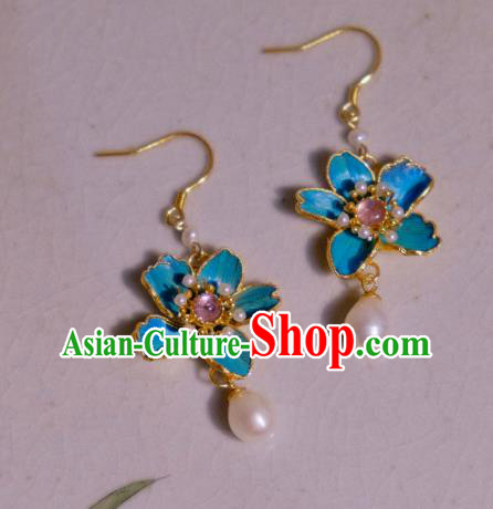 Chinese Traditional Culture Jewelry Ancient Qing Dynasty Tourmaline Ear Accessories Peach Blossom Earrings