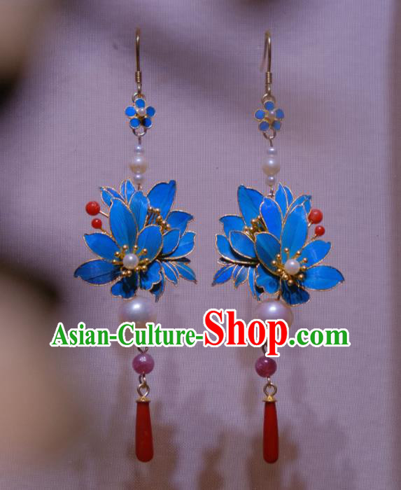 Chinese Traditional Agate Earrings Culture Jewelry Ancient Qing Dynasty Empress Ear Accessories