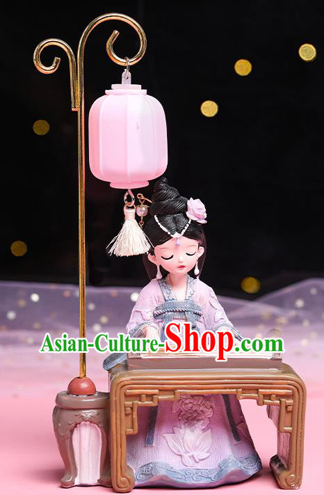 China Traditional Tang Dynasty Beauty Doll Lantern Handmade Beijing Silk Figurine Doll
