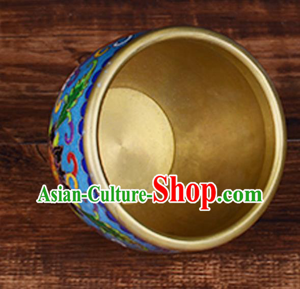 China Handmade Brass Blue Cup Traditional Cloisonne Ornament