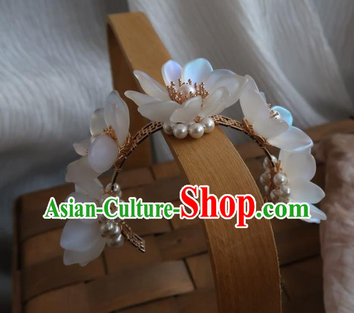 China Handmade Hanfu Hairpin Traditional Ancient Princess White Lotus Hair Stick