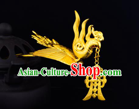 China Ancient Queen Hairpin Handmade Traditional Song Dynasty Empress Golden Phoenix Hair Crown