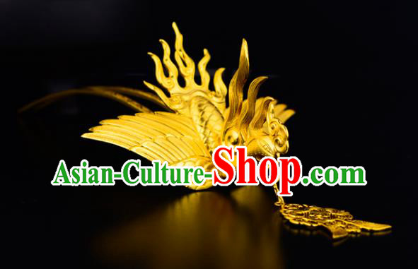 China Ancient Queen Hairpin Handmade Traditional Song Dynasty Empress Golden Phoenix Hair Crown