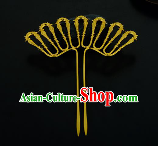China Ancient Court Woman Hairpin Handmade Traditional Song Dynasty Golden Hair Stick