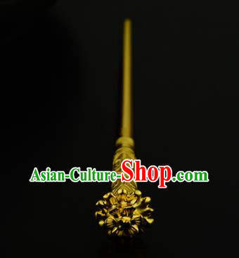 China Ancient Court Lady Golden Hairpin Handmade Traditional Song Dynasty Empress Hair Stick
