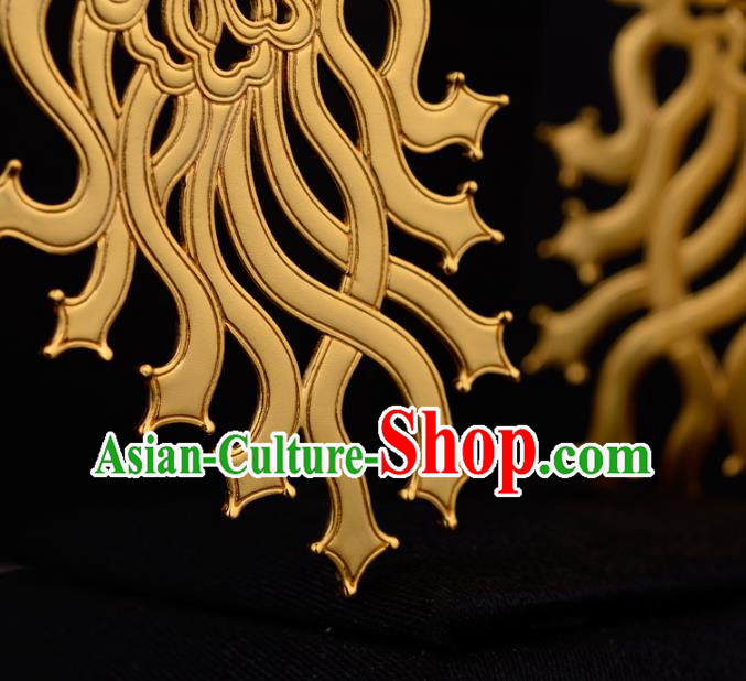 Chinese Traditional Song Dynasty Golden Earrings Ancient Queen Ear Accessories