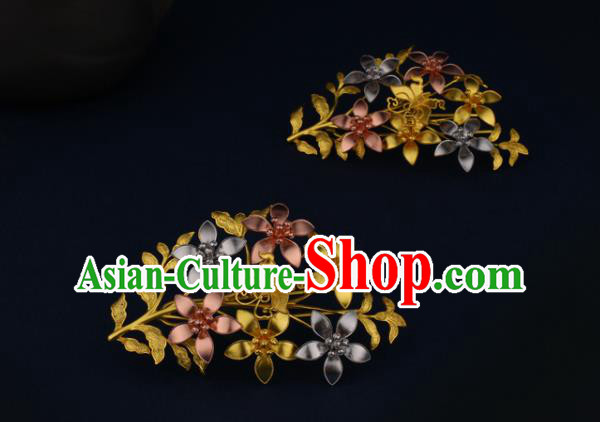 China Ancient Princess Hairpin Handmade Traditional Ming Dynasty Flowers Hair Claw