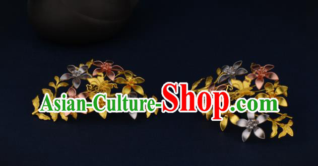 China Ancient Princess Hairpin Handmade Traditional Ming Dynasty Flowers Hair Claw