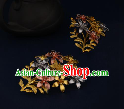 China Ancient Princess Hairpin Handmade Traditional Ming Dynasty Flowers Hair Claw
