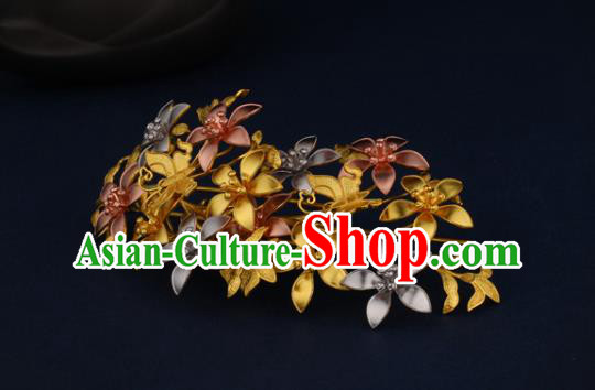 China Ancient Princess Hairpin Handmade Traditional Ming Dynasty Flowers Hair Claw