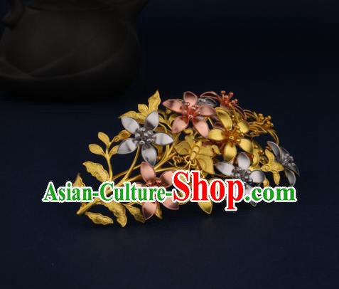 China Ancient Princess Hairpin Handmade Traditional Ming Dynasty Flowers Hair Claw