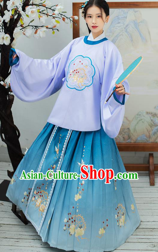 China Ancient Young Lady Hanfu Dress Traditional Ming Dynasty Female Clothing