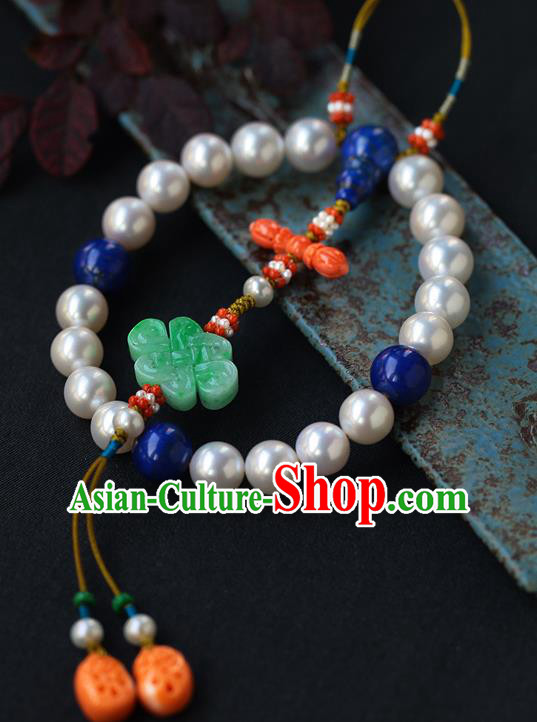 Chinese Ancient Imperial Empress Lapis Jewelry Accessories Traditional Qing Dynasty Jadeite Tassel Brooch