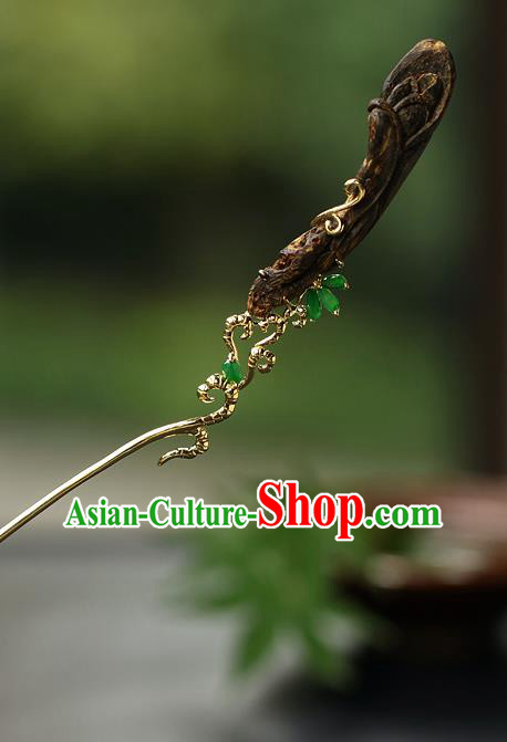 China Handmade Eaglewood Hairpin Traditional Cheongsam Mangnolia Hair Stick