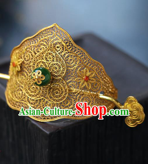 China Ancient Noble Childe Headwear Traditional Ming Dynasty Prince Filigree Hairdo Crown