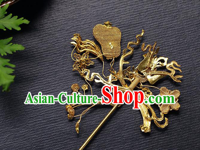 China Ancient Noble Countess Hair Stick Traditional Ming Dynasty Court Filigree Fan Hairpin