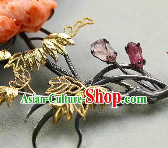 Chinese Traditional Brooch Accessories Ancient Empress Agate Carving Peony Necklace Pendant