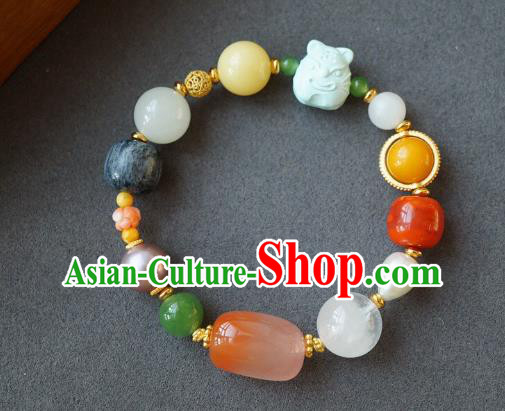 Chinese Handmade National Agate Bracelet Traditional Cheongsam Gems Wristlet Accessories