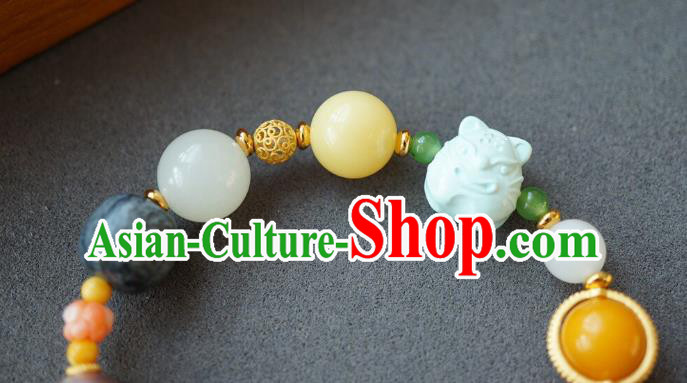 Chinese Handmade National Agate Bracelet Traditional Cheongsam Gems Wristlet Accessories