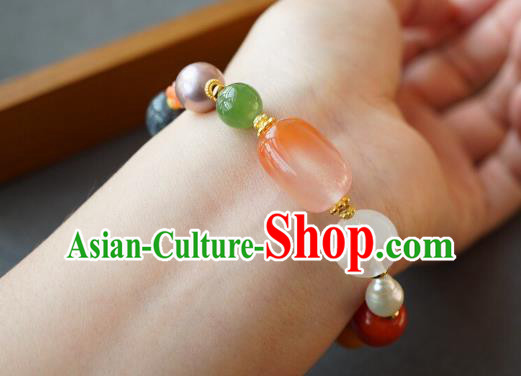 Chinese Handmade National Agate Bracelet Traditional Cheongsam Gems Wristlet Accessories