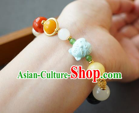 Chinese Handmade National Agate Bracelet Traditional Cheongsam Gems Wristlet Accessories