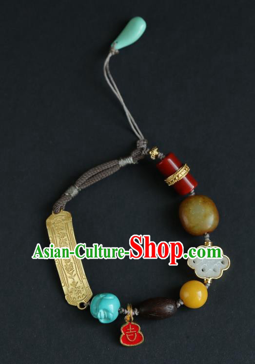 Chinese Traditional Jade Agate Wristlet Accessories National Cheongsam Enamel Gourd Bracelet