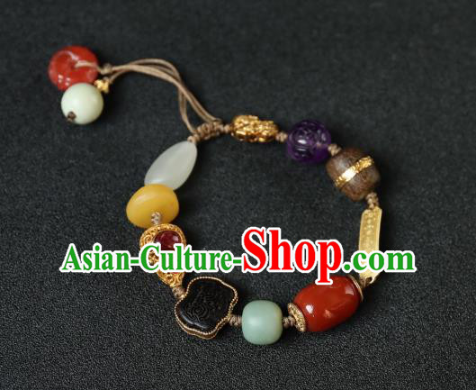 Chinese Traditional Beeswax Wristlet Accessories National Cheongsam Garnet Gourd Bracelet