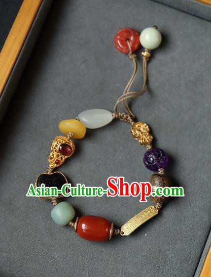 Chinese Traditional Beeswax Wristlet Accessories National Cheongsam Garnet Gourd Bracelet
