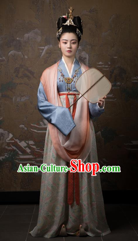 China Traditional Song Dynasty Royal Princess Historical Costumes Ancient Court Beauty Hanfu Dress Clothing