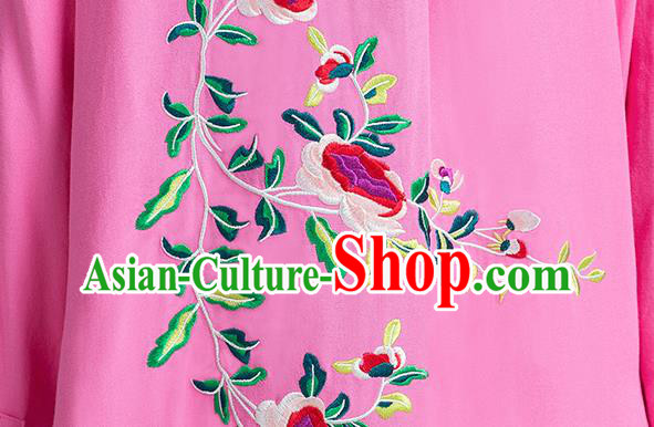 China Tai Chi Training Clothing Traditional Kung Fu Embroidered Rosy Long Gown