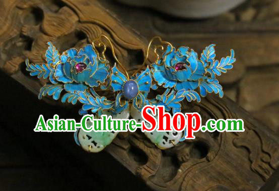 China Handmade Jadeite Butterfly Brooch Traditional Cheongsam Breastpin Ruby Accessories