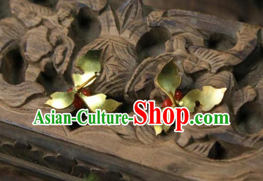 Handmade Chinese Red Berry Ear Accessories Traditional Culture Jewelry Cheongsam Earrings