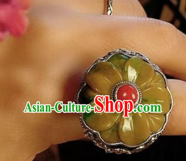 Chinese National Jadeite Ring Jewelry Traditional Handmade Silver Circlet Accessories
