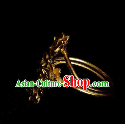 Handmade Chinese Traditional Golden Lotus Ring Accessories Wedding Circlet Jewelry
