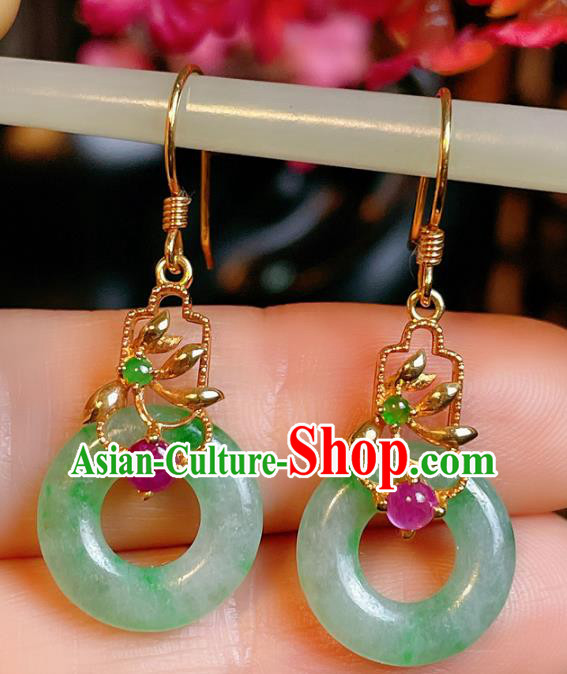 Handmade Chinese National Ear Accessories Traditional Culture Jewelry Cheongsam Jadeite Earrings