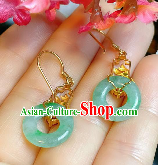 Handmade Chinese National Ear Accessories Traditional Culture Jewelry Cheongsam Jadeite Earrings