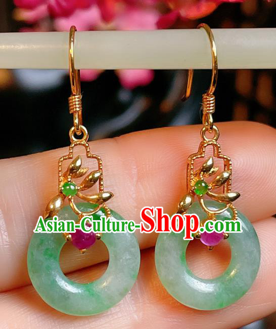 Handmade Chinese National Ear Accessories Traditional Culture Jewelry Cheongsam Jadeite Earrings