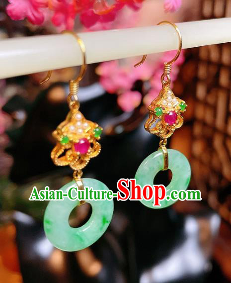 Handmade Chinese National Pearls Ear Accessories Traditional Culture Jadeite Jewelry Cheongsam Earrings