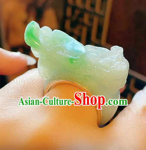 Top Chinese National Silver Ring Jewelry Traditional Handmade Accessories Jadeite Pi Xiu Circlet