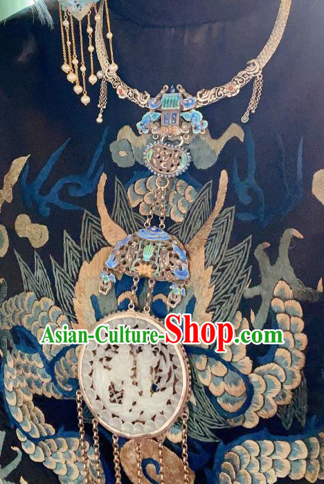 China Traditional Blueing Silver Necklace Accessories Handmade Wedding Jade Necklet Pendant