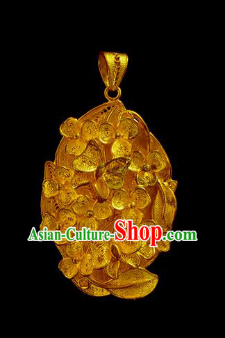 China Traditional Hanfu Necklace Accessories Ancient Princess Golden Flowers Necklet Pendant