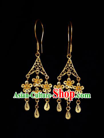 Chinese Traditional Hanfu Jewelry Earrings Ancient Imperial Consort Golden Ear Accessories