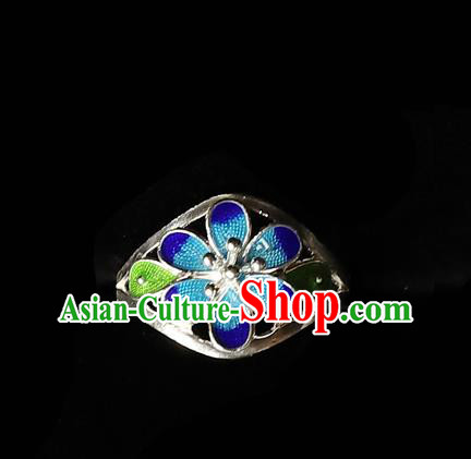 Handmade Chinese Silver Circlet Accessories Traditional Cloisonne Ring Jewelry