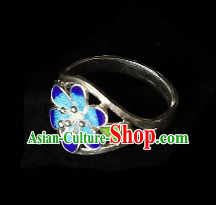 Handmade Chinese Silver Circlet Accessories Traditional Cloisonne Ring Jewelry