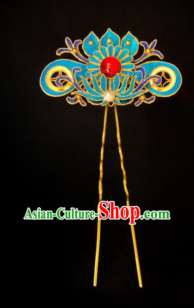 China Handmade Qing Dynasty Court Lady Hairpin Traditional Hair Accessories Lotus Hair Stick