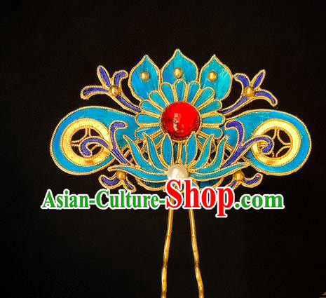 China Handmade Qing Dynasty Court Lady Hairpin Traditional Hair Accessories Lotus Hair Stick