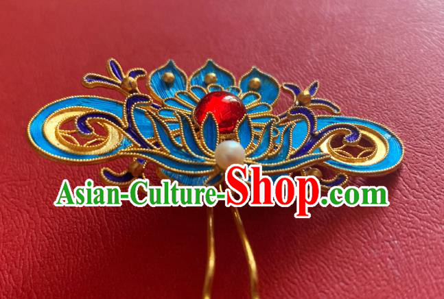 China Handmade Qing Dynasty Court Lady Hairpin Traditional Hair Accessories Lotus Hair Stick