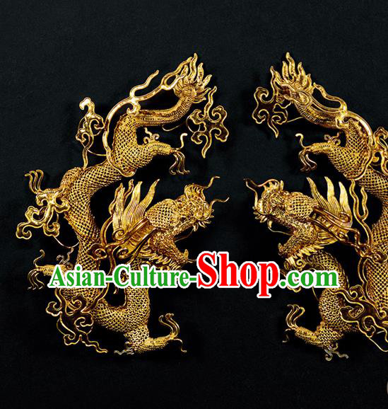 China Handmade Filigree Dragon Hairpin Traditional Qing Dynasty Empress Hair Stick Ancient Queen Hair Accessories
