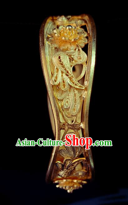 Handmade Chinese Silver Bracelet Accessories Traditional Wedding Golden Bangle Jewelry