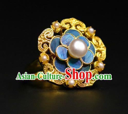 Handmade Chinese Wedding Ring Accessories Traditional Ancient Bride Pearl Circlet Jewelry